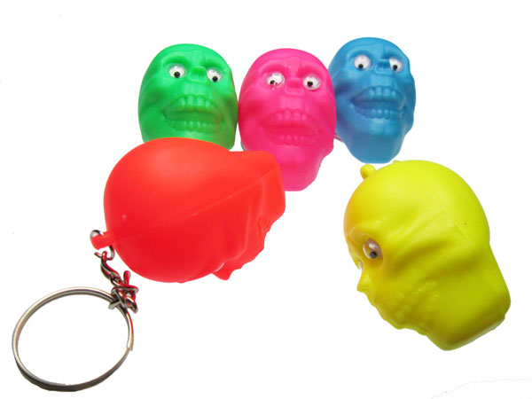 Googly Eye Neon Skull Vintage Key Chains (2) - Click Image to Close
