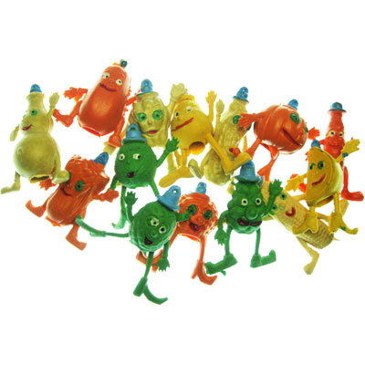 Anthropomorphic Fruit + Veggie Pencil Toppers (5) - Click Image to Close