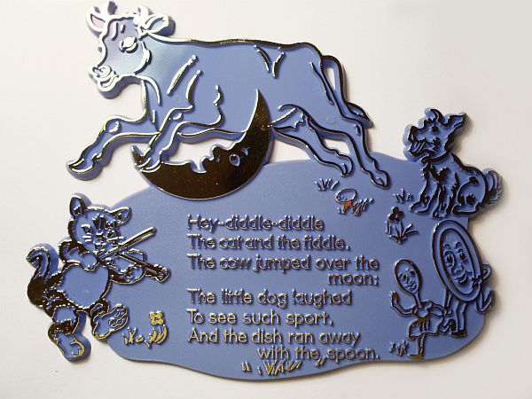 Vintage Nursery Rhyme Plaque "Hey Diddle Diddle" - Click Image to Close
