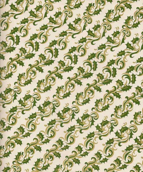 Vintage Gift Wrap Sheet : Rococo Holly Design - Click Image to Close