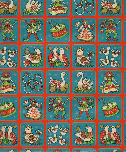 Vintage Gift Wrap Sheet : Twelve Days of Christmas - Click Image to Close