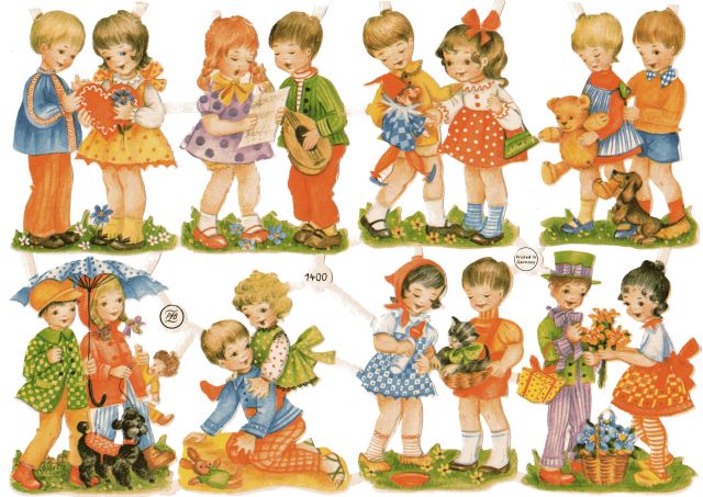 Boys and Girls Vintage Scrap Sheet - Click Image to Close