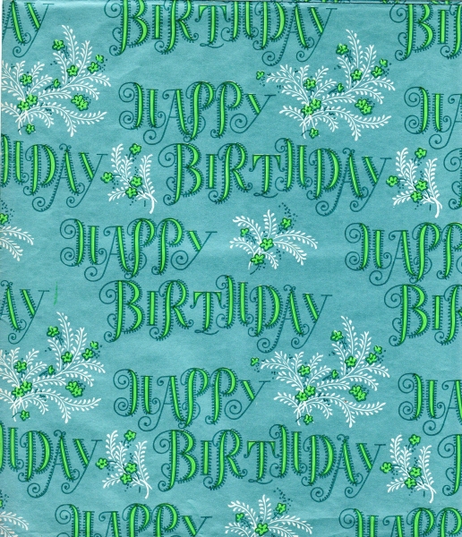 "Happy Birthday" Vintage Gift Wrap Sheet - Click Image to Close