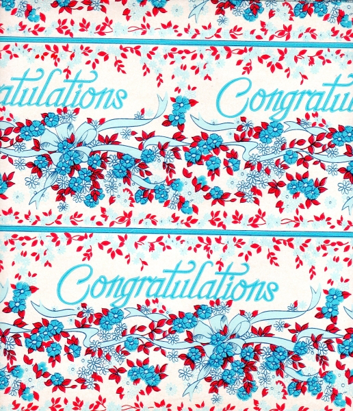 "Congratulations" Vintage Gift Wrap Sheet - Click Image to Close